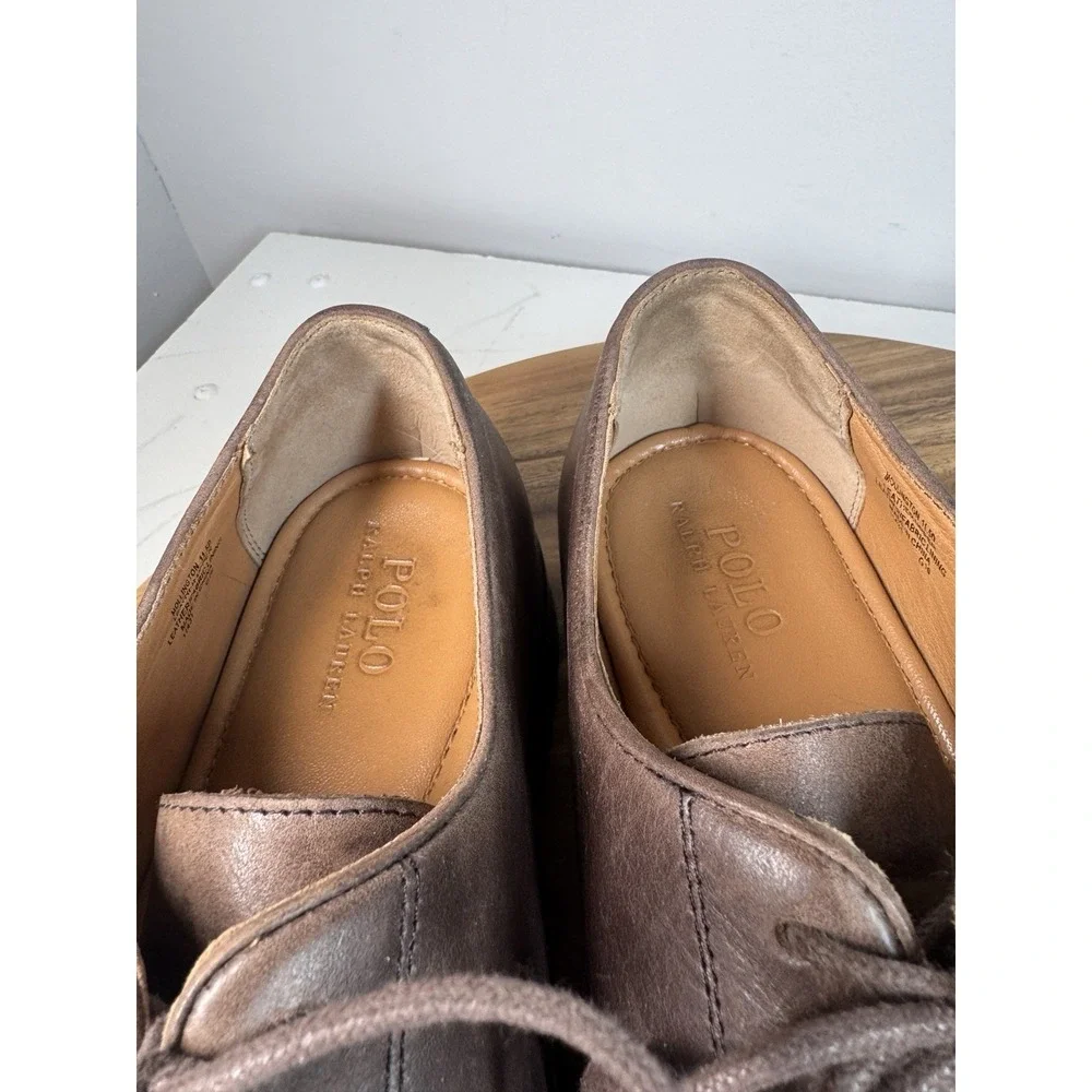 Polo Ralph Lauren Mollington Brown Leather Lace‎ Up Shoes Mens Size 11.5